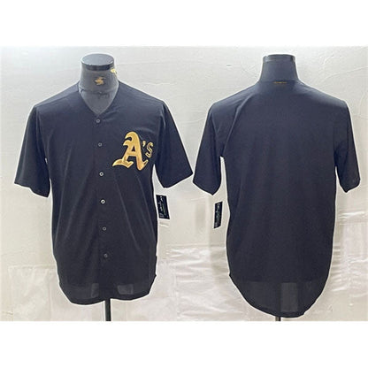 Oakland Athletics Blank Black Gold Cool Base Stitched Baseball Jersey - Main View