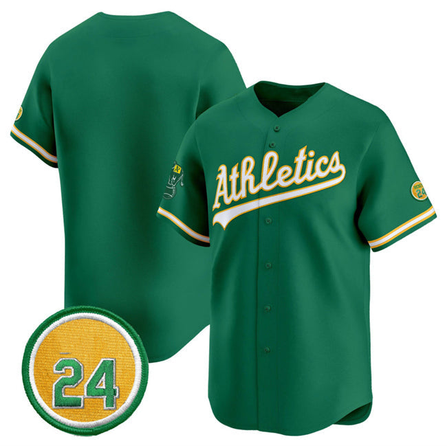 Oakland Athletics Blank Green 2024 Limited With Rickey Henderson Patch Stitched Baseball Jersey - Main View