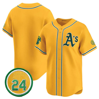 Oakland Athletics Blank Yellow 2024 Limited With Rickey Henderson Patch Stitched Baseball Jersey - Main View
