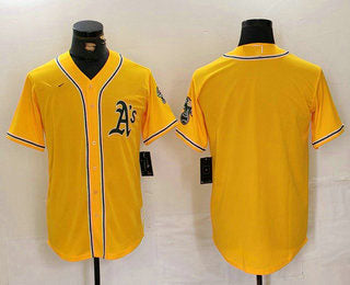 Oakland Athletics Blank Yellow Cool Base Stitched Baseball Jersey - Main View