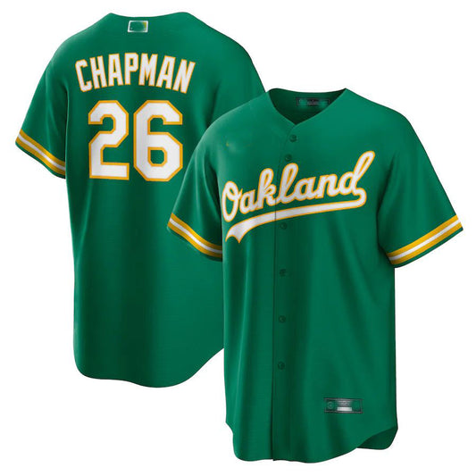 Oakland Athletics #26 Matt Chapman Kelly Green Alternate Replica Player Name Jersey Baseball Jerseys - Main View