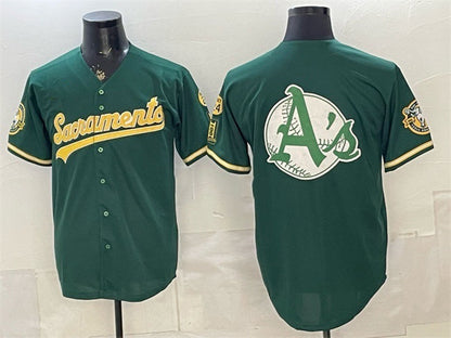 Oakland Athletics Team Big Logo 2026 Green Alternate Sacramento Celebrating 125 Years Vapor Limited Stitched Baseball Jerseys - Main View