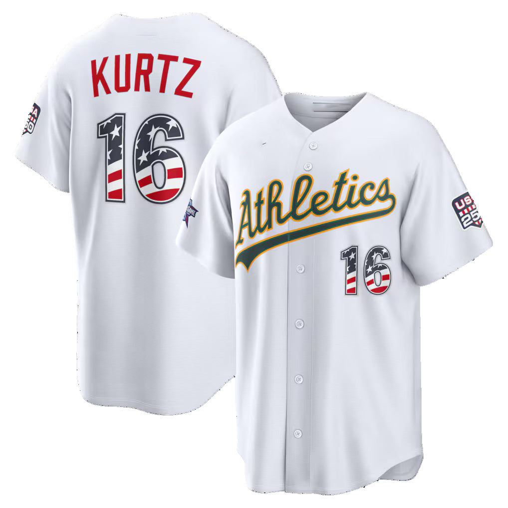 Oakland Athletics #16 Nick Kurtz 2026 All-Star Edition Stars & Stripes White Stadium Baseball Jersey - Main View
