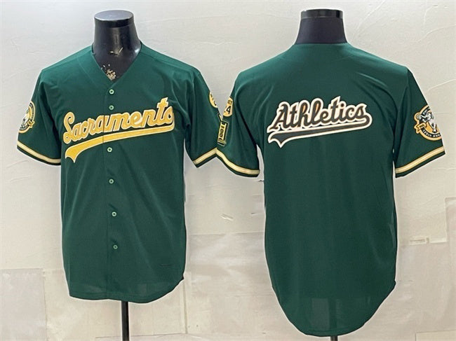Oakland Athletics Team Big Logo 2026 Green Alternate Sacramento Celebrating 125 Years Vapor Limited Stitched Baseball Jerseys 2 - Main View