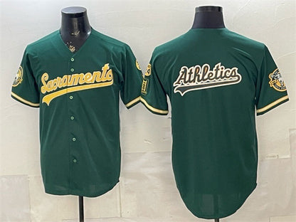 Oakland Athletics Team Big Logo 2026 Green Alternate Sacramento Celebrating 125 Years Vapor Limited Stitched Baseball Jerseys 2 - Main View