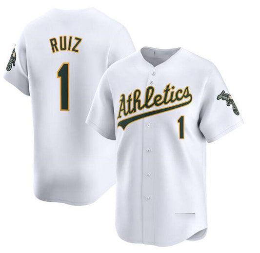 Oakland Athletics #1 Esteury Ruiz White Home Limited Stitched Baseball Jersey - Main View