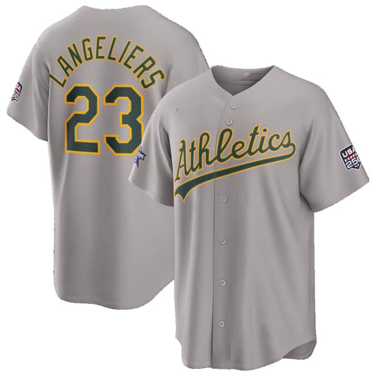 Oakland Athletics #23 Shea Langeliers 2026 All-Star Game Gray Replica Baseball Jersey - Main View