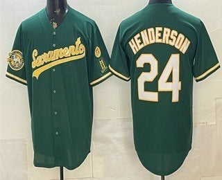 Oakland Athletics #24 Rickey Henderson 2026 Green Alternate Sacramento Celebrating 125 Years Limited Jersey - Main View