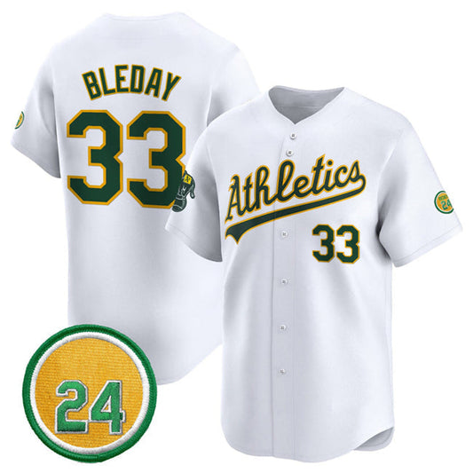 Oakland Athletics #33 JJ Bleday White 2024 Home Limited With Rickey Henderson Patch Stitched Baseball Jersey - Main View