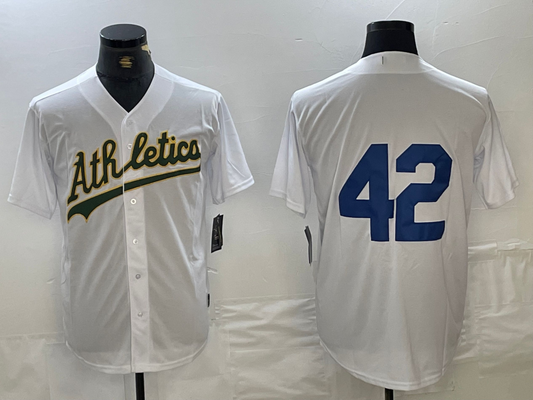 Oakland Athletics #42 Jackie Robinson White Cool Base Stitched Baseball Jersey - Main View