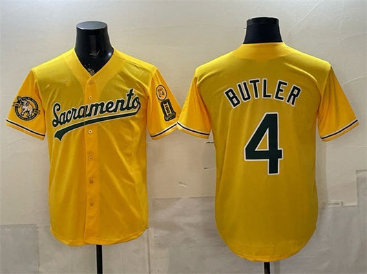 Oakland Athletics #4 Lawrence Butler 2026 Yellow Alternate Sacramento Celebrating 125 Years Vapor Limited Stitched Jersey - Main View