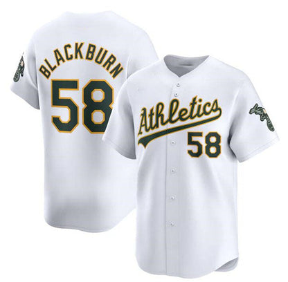 Oakland Athletics #58 Paul Blackburn White Home Limited Stitched Baseball Jersey - Main View