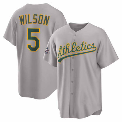 Oakland Athletics #5 Jacob Wilson 2025 All-Star Game Road Replica Player Jersey - Gray Stitched Baseball Jersey - Main View