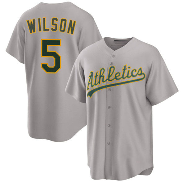 Oakland Athletics #5 Jacob Wilson Gray 2024 Away Limited Stitched Baseball Jersey - Main View
