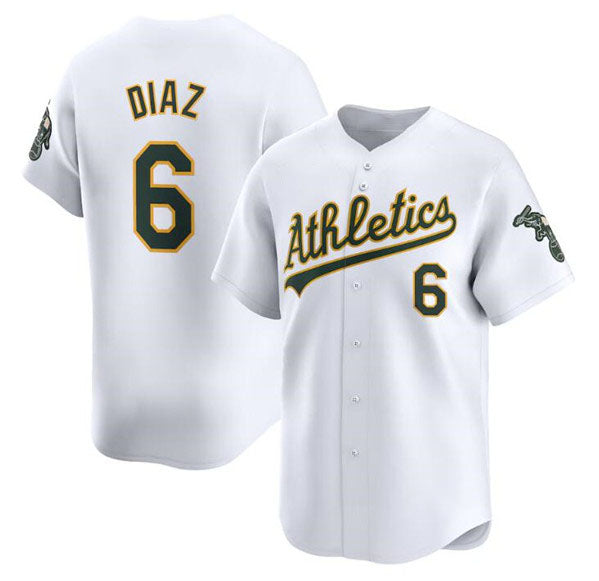 Oakland Athletics #6 Jordan Diaz White Home Limited Stitched Baseball Jersey - Main View