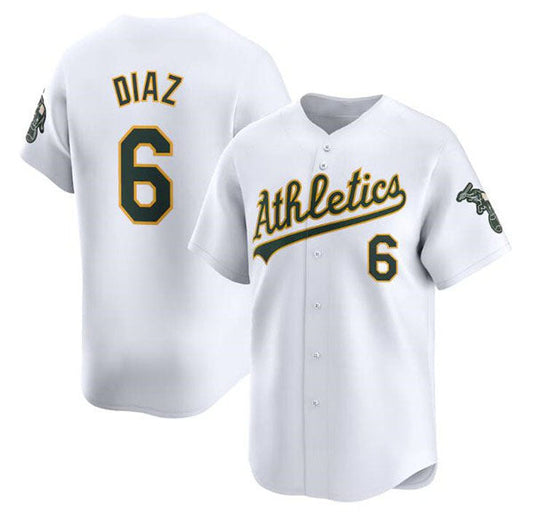Oakland Athletics #6 Jordan Diaz White Home Limited Stitched Baseball Jersey - Main View