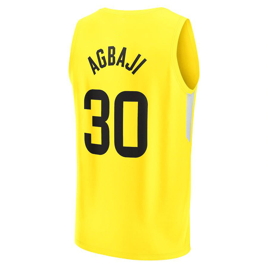 U.Jazz #30 Ochai Agbaji Fanatics Branded 2022-23 Fast Break Replica Player Jersey Icon Edition Yellow Stitched American Basketball Jersey - Main View