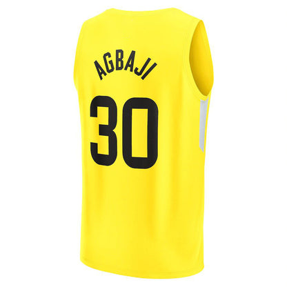 U.Jazz #30 Ochai Agbaji Fanatics Branded 2022-23 Fast Break Replica Player Jersey Icon Edition Yellow Stitched American Basketball Jersey - Main View