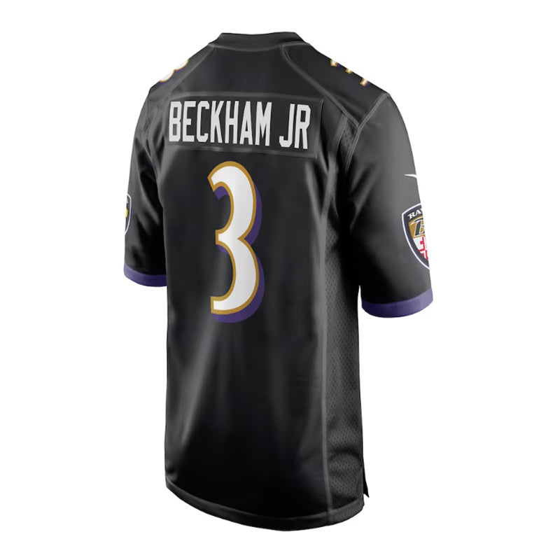 B.Ravens #3 Odell Beckham Jr. Alternate Game Jersey - Black Stitched American Football Jerseys - Main View