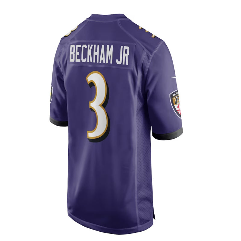 B.Ravens #3 Odell Beckham Jr. Game Jersey - Purple Stitched American Football Jerseys - Main View