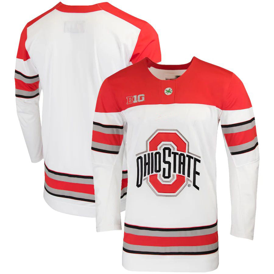 O.State Buckeyes Replica College Hockey Jersey White Stitched American College Jerseys - Main View
