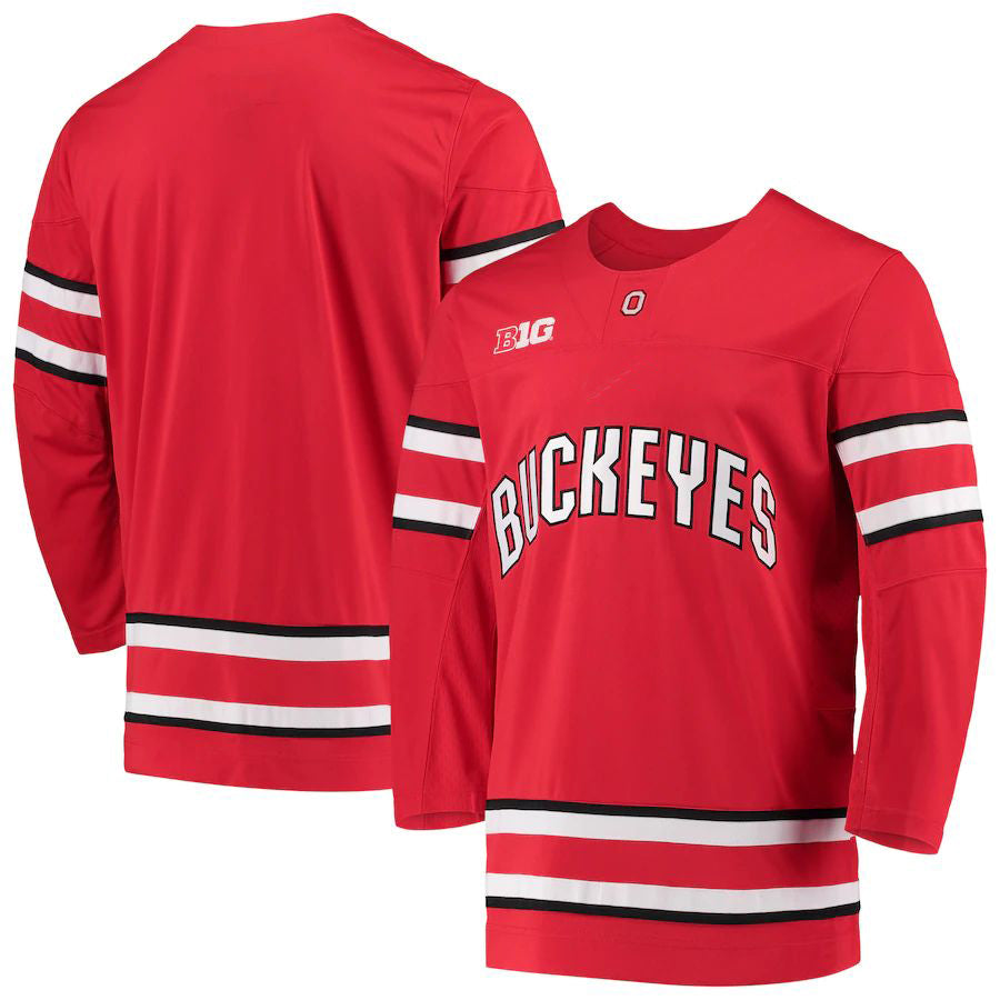 O.State Buckeyes Replica Team Hockey Jersey Scarlet Stitched American College Jerseys - Main View