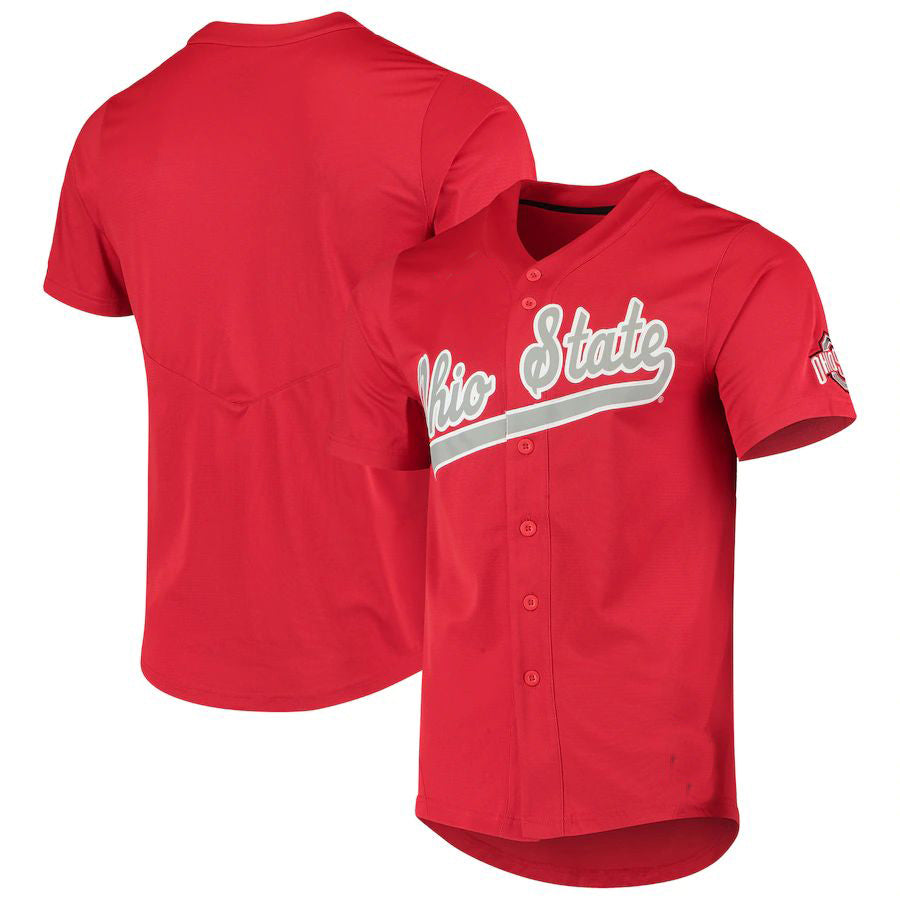O.State Buckeyes Vapor Untouchable Elite Replica Full-Button Baseball Jersey Scarlet Stitched American College Jerseys - Main View