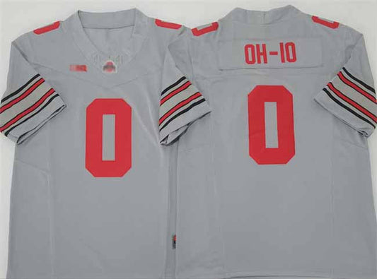 O.State Buckeyes #0 OH-IO Gray 2025 F.U.S.E. Limited Stitched Football American College Jerseys - Main View