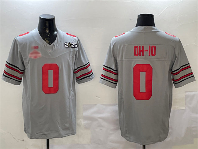 O.State Buckeyes #0 OH-IO Grey 2025 CFP Final With National Champions Patch F.U.S.E. Vapor Limited Stitched Football American College Jerseys - Main View