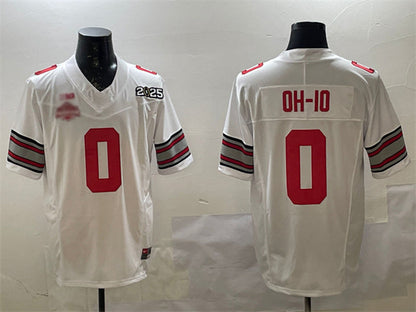 O.State Buckeyes #0 OH-IO White 2025 CFP Final With National Champions Patch F.U.S.E. Vapor Limited Stitched Football American College Jerseys - Main View