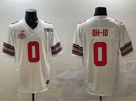 O.State Buckeyes #0 OH-IO White 2025 CFP Final With National Champions Patch F.U.S.E. Vapor Limited Stitched Football American College Jerseys - Main View