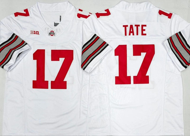 O.State Buckeyes #17 Carnell Tate White 2025 F.U.S.E. Limited Stitched American College Jerseys - Main View
