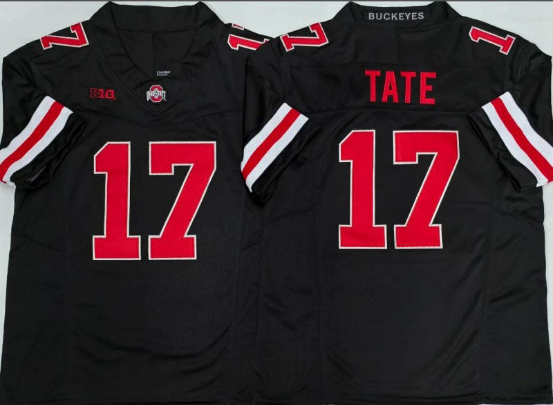 O.State Buckeyes #17 Carnell Tate Black 2025 F.U.S.E. Limited Stitched American College Jerseys - Main View