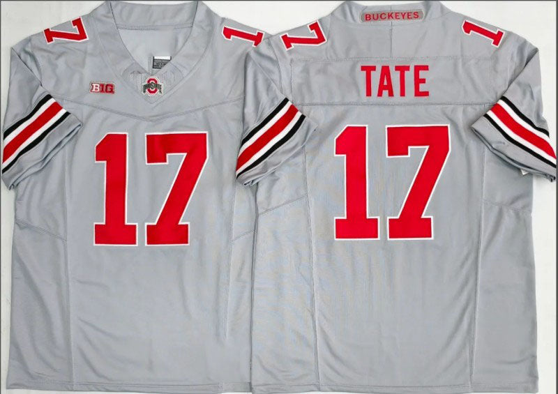O.State Buckeyes #17 Carnell Tate Gray 2025 F.U.S.E. Limited Stitched American College Jerseys - Main View