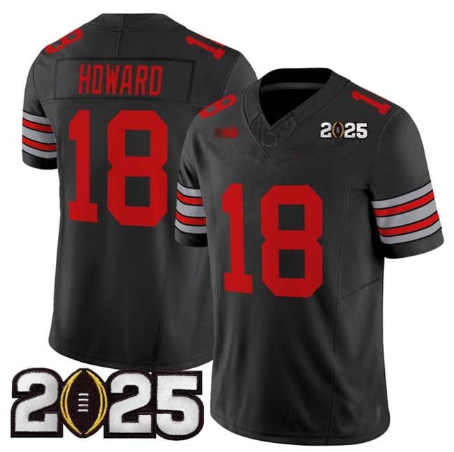 O.State Buckeyes #18 Will Howard Black 2025 CFP Final Patch F.U.S.E. Vapor Limited Stitched Football American College Jerseys - Main View