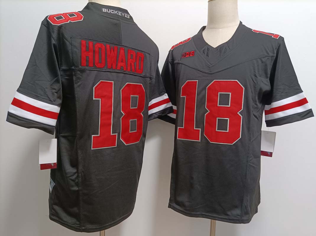O.State Buckeyes #18 Will Howard Black FUSE Stitched American College Jerseys - Main View