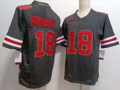 O.State Buckeyes #18 Will Howard Black FUSE Stitched American College Jerseys - Main View