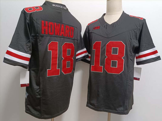 O.State Buckeyes #18 Will Howard Black FUSE Stitched American College Jerseys - Main View