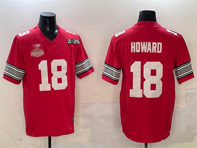 O.State Buckeyes #18 Will Howard Red 2025 CFP Final With National Champions Patch F.U.S.E. Vapor Limited Stitched Football American College Jerseys - Main View