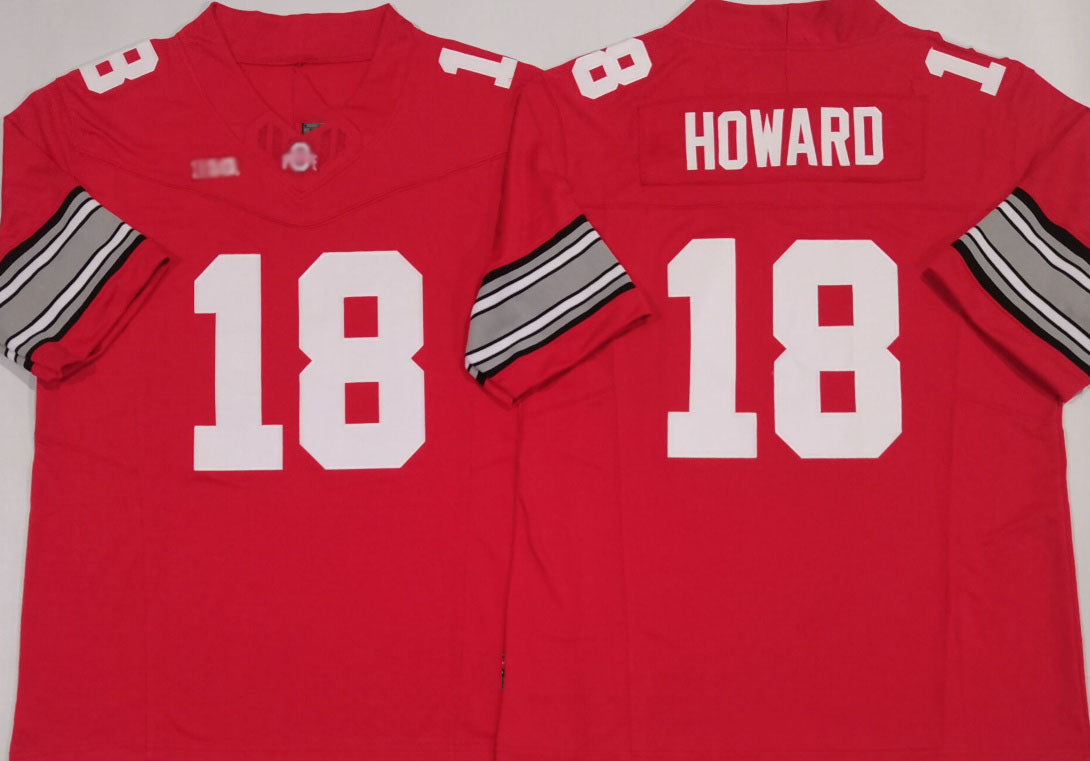 O.State Buckeyes #18 Will Howard Red 2025 F.U.S.E. Limited Stitched  Football American College Jerseys - Main View