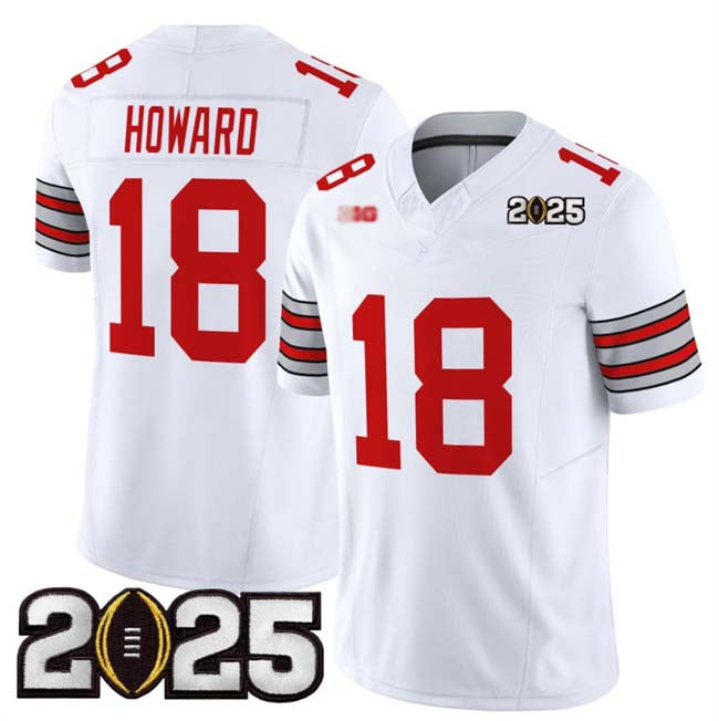 O.State Buckeyes #18 Will Howard White 2025 CFP Final Patch F.U.S.E. Vapor Limited Stitched Football American College Jerseys - Main View