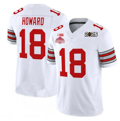 O.State Buckeyes #18 Will Howard White 2025 CFP Final With National Champions Patch F.U.S.E. Vapor Limited Stitched Football American College Jerseys - Main View