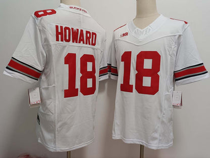 O.State Buckeyes #18 Will Howard White FUSE Stitched American College Jerseys - Main View