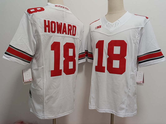 O.State Buckeyes #18 Will Howard White FUSE Stitched American College Jerseys - Main View