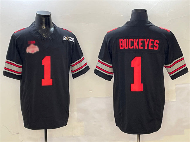 O.State Buckeyes #1 Buckeyes Black 2025 CFP Final With National Champions Patch F.U.S.E. Vapor Limited Stitched Football American College Jerseys - Main View
