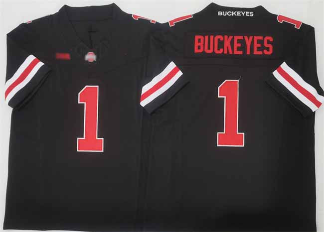 O.State Buckeyes #1 Buckeyes Black 2025 F.U.S.E. Limited Stitched American College Jerseys - Main View