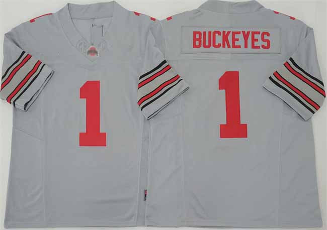 O.State Buckeyes #1 Buckeyes Gray 2025 F.U.S.E. Limited Stitched American College Jerseys - Main View