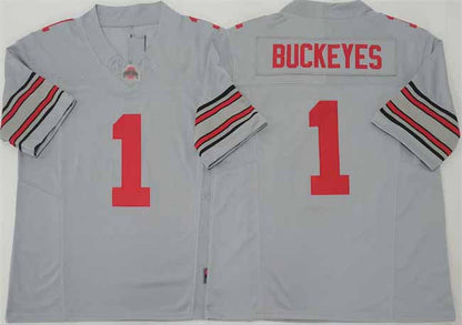 O.State Buckeyes #1 Buckeyes Gray 2025 F.U.S.E. Limited Stitched American College Jerseys - Main View