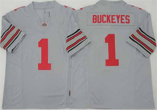 O.State Buckeyes #1 Buckeyes Gray 2025 F.U.S.E. Limited Stitched American College Jerseys - Main View