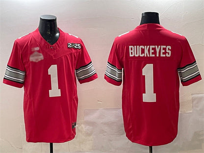 O.State Buckeyes #1 Buckeyes Red 2025 CFP Final With National Champions Patch F.U.S.E. Vapor Limited Stitched Football American College Jerseys - Main View